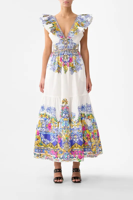 TIERED DRESS WITH NECK FRILL MILLA IN SEVILLA sold by Camilla