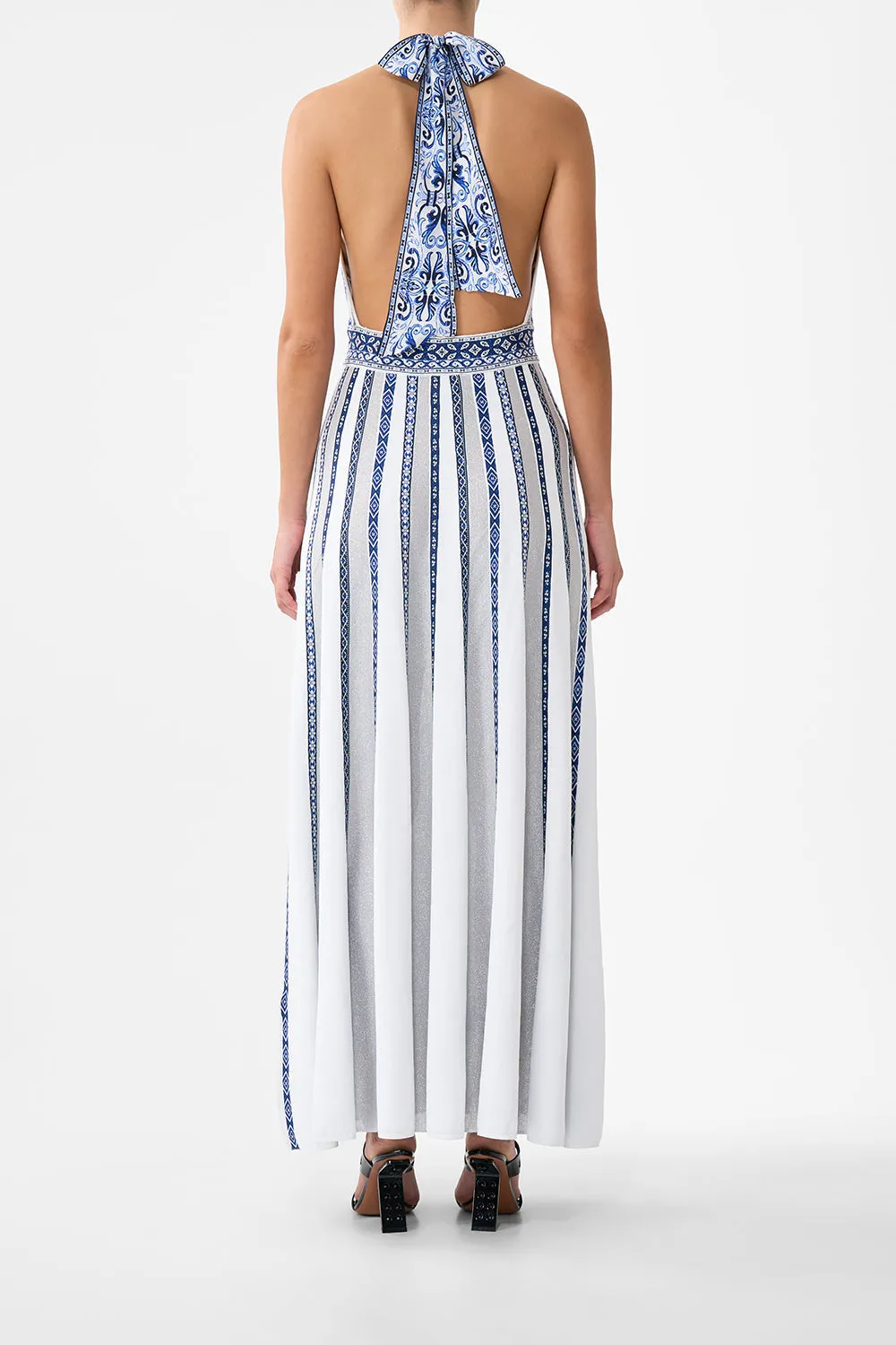 HALTER NECK KNIT DRESS WITH SILK TIE A TILED WONDERLAND sold by Camilla product image thumbnail 2