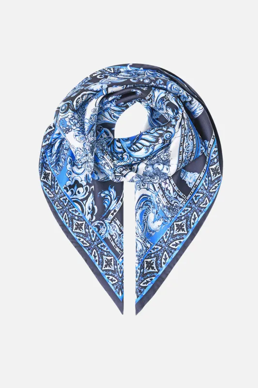 PRINTED SILK TWILL SQUARE SCARF A TILED WONDERLAND sold by Camilla