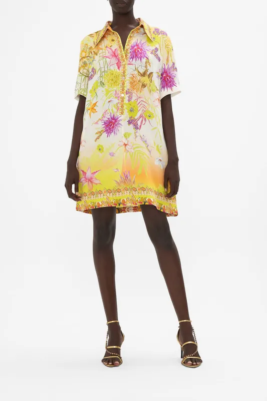 SHORT SLEEVE MINI SHIRT DRESS HOW DOES YOUR GARDEN GROW sold by Camilla