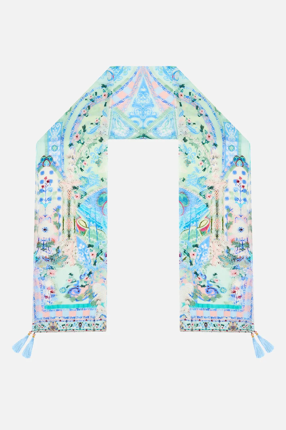 LONG SILK CRINKLE CHIFFON SCARF MIDSUMMER MOSAICS sold by Camilla