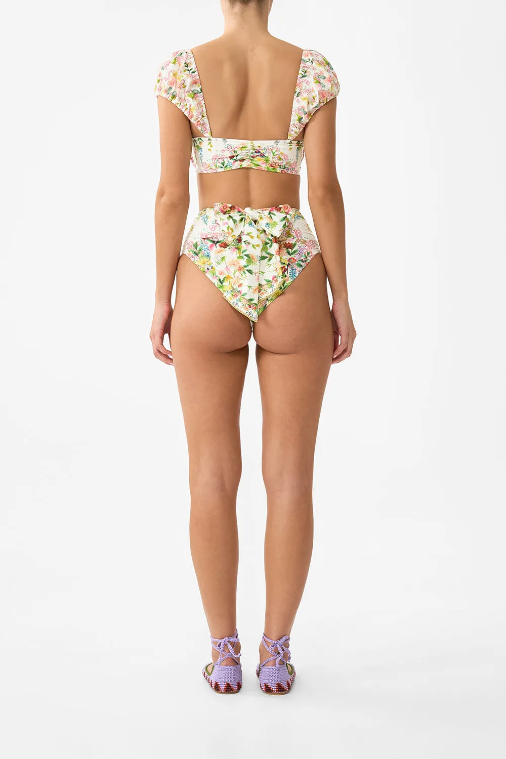 TIE FRONT UNDERWIRE BIKINI TOP WITH PUFF SLEEVE THE CALL OF CATALONIA sold by Camilla product image thumbnail 2