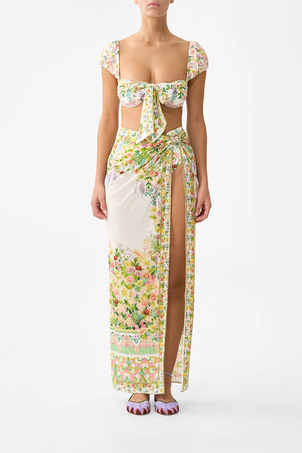 LONG SARONG WITH GATHERED TAB AND LEG SPLIT THE CALL OF CATALONIA sold by Camilla