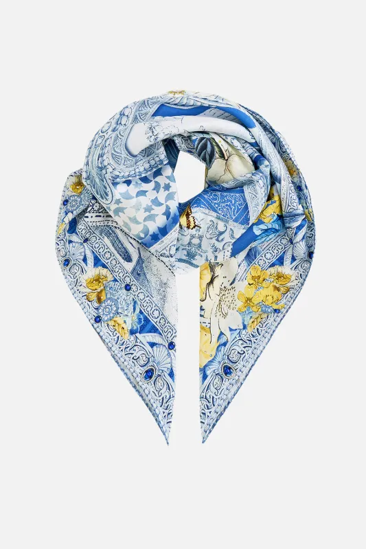 LARGE CRYSTALLED SILK SQUARE SCARF DE NADA GRANADA sold by Camilla