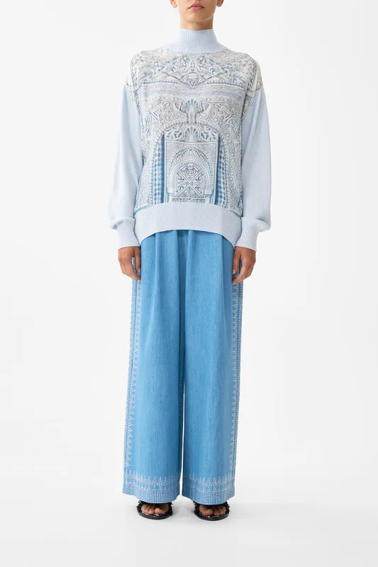 SILK FRONT TURTLE NECK KNIT THE HUM OF THE ALHAMBRA made by Camilla