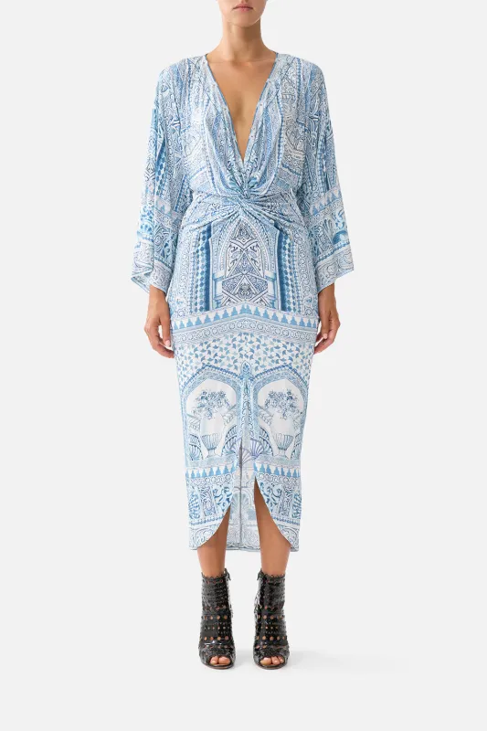 LONG SPLIT FRONT TWIST DRESS THE HUM OF THE ALHAMBRA made by Camilla