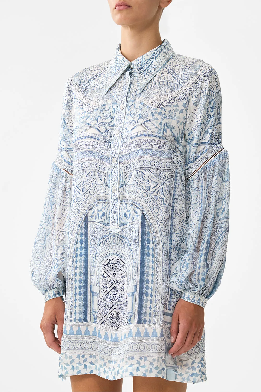 SHIRT DRESS WITH BLOUSON SLEEVE THE HUM OF THE ALHAMBRA sold by Camilla product image thumbnail 5