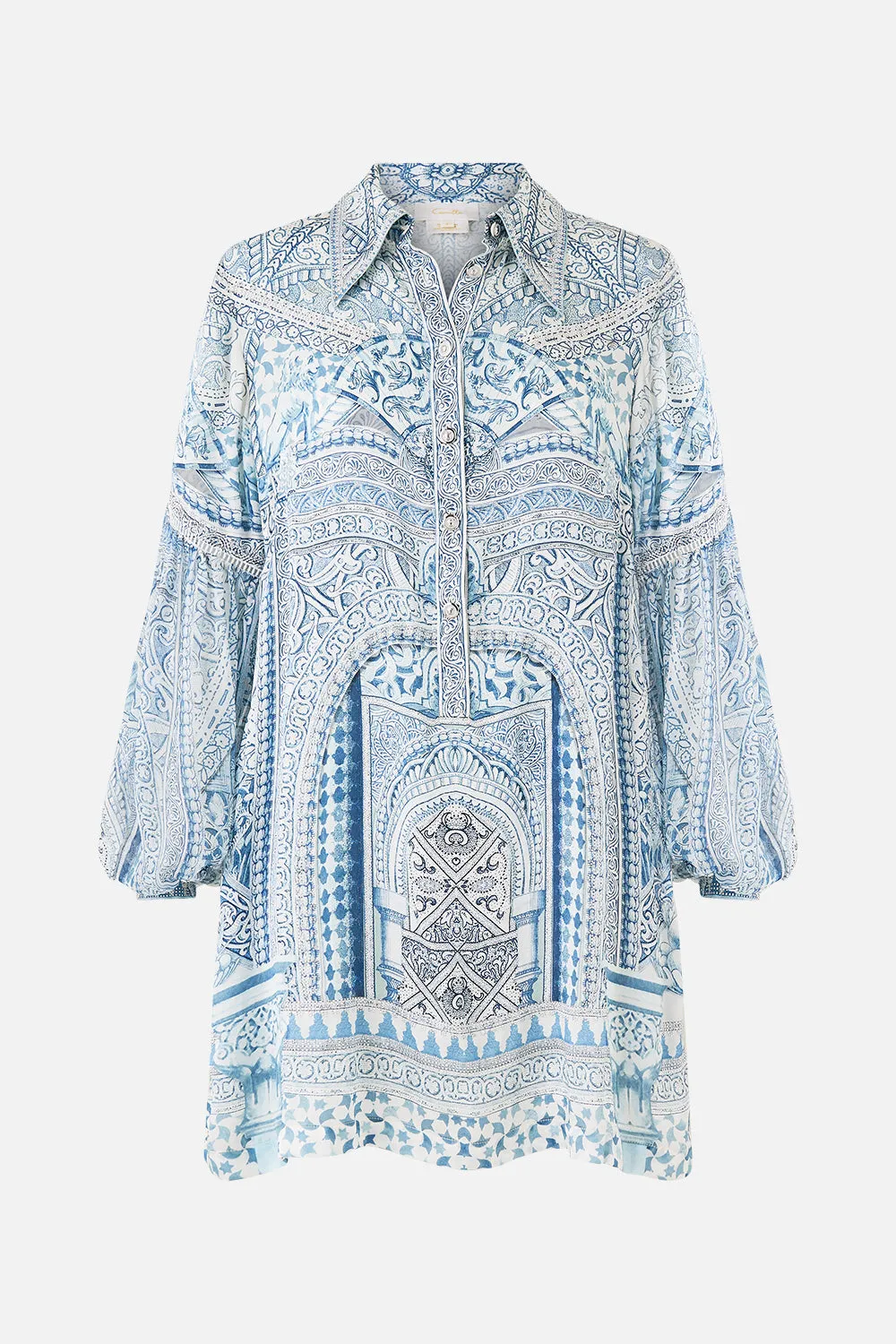 SHIRT DRESS WITH BLOUSON SLEEVE THE HUM OF THE ALHAMBRA sold by Camilla product image thumbnail 3