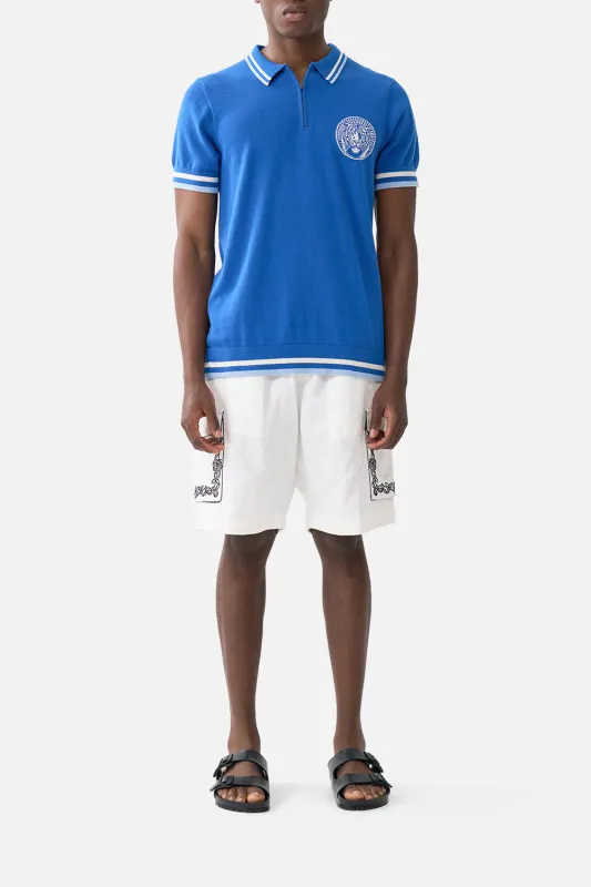 SHORT SLEEVE QUARTER ZIP KNIT POLO SHIRT DE NADA GRANADA made by Camilla