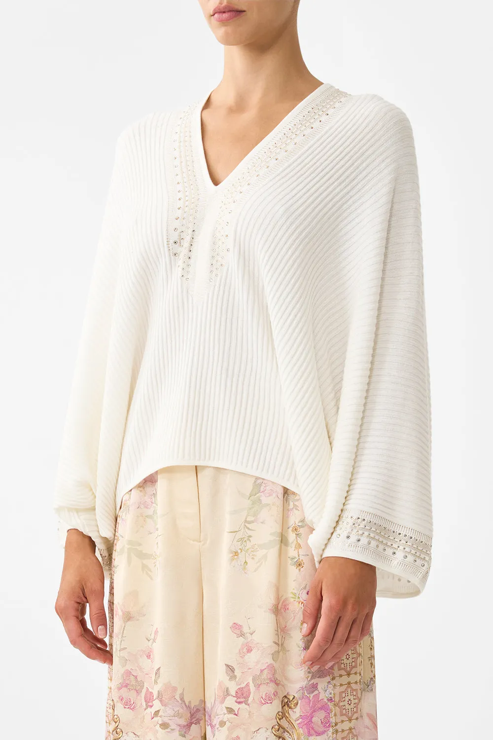 RELAXED V NECK KNIT TOP THE HUM OF THE ALHAMBRA sold by Camilla product image thumbnail 5