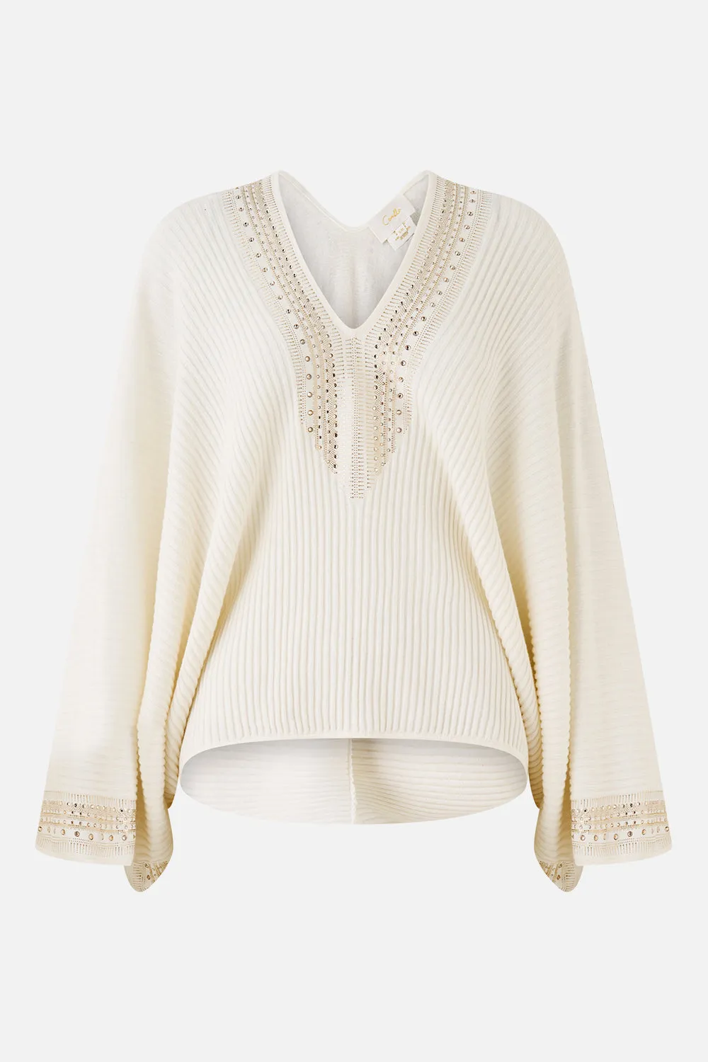 RELAXED V NECK KNIT TOP THE HUM OF THE ALHAMBRA sold by Camilla product image thumbnail 3