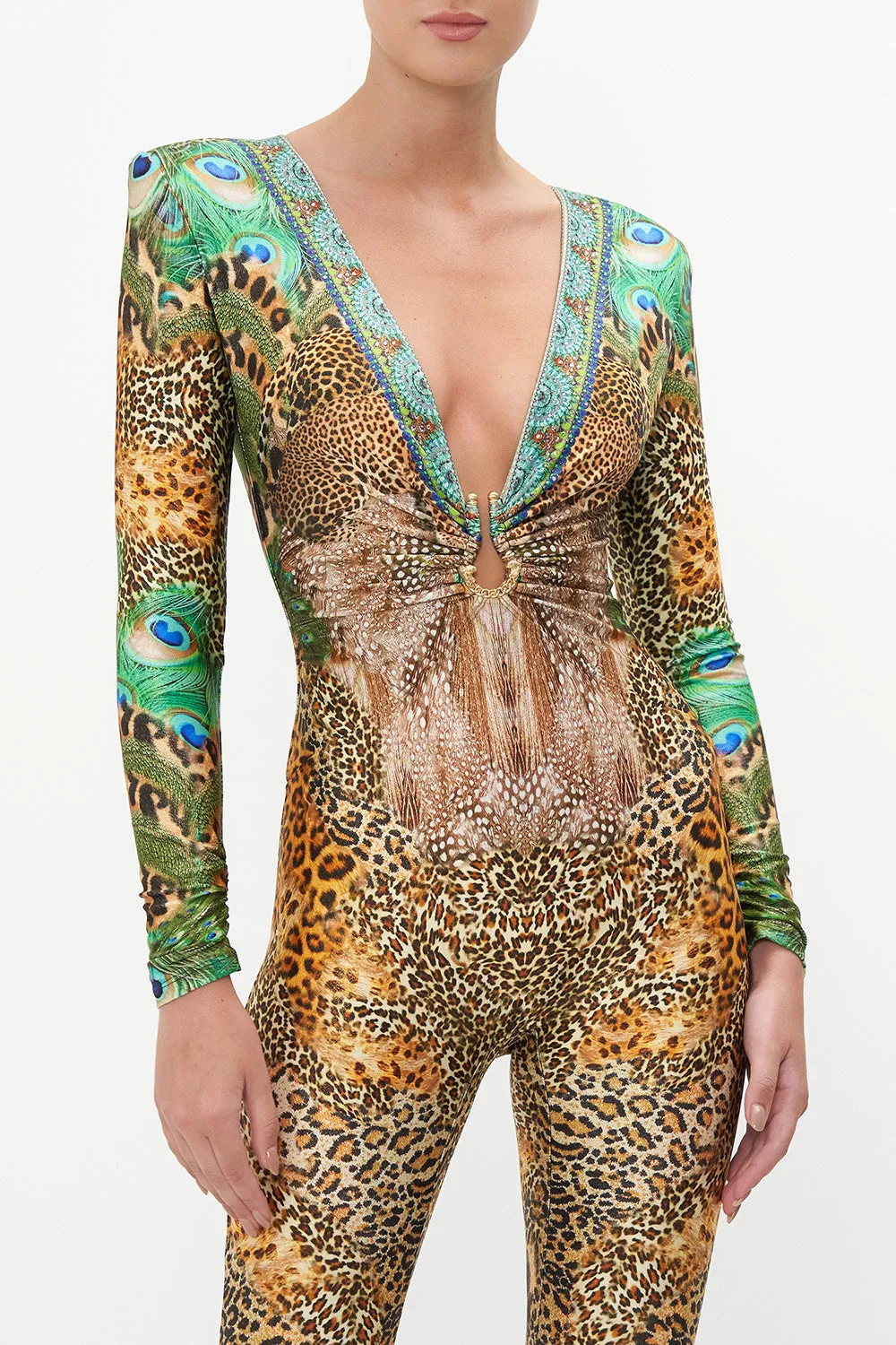 PLUNGE FRONT CATSUIT WITH RING SURREALIST XANADU sold by Camilla product image thumbnail 5