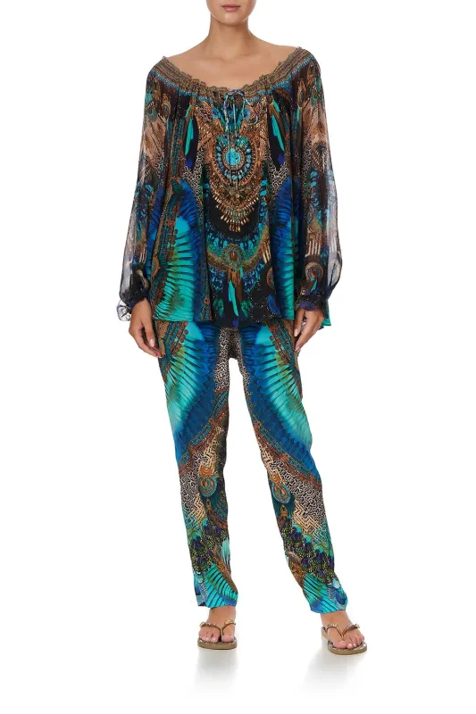 NECK TIE GATHERED BLOUSE TEMPLE TEMPTRESS sold by Camilla