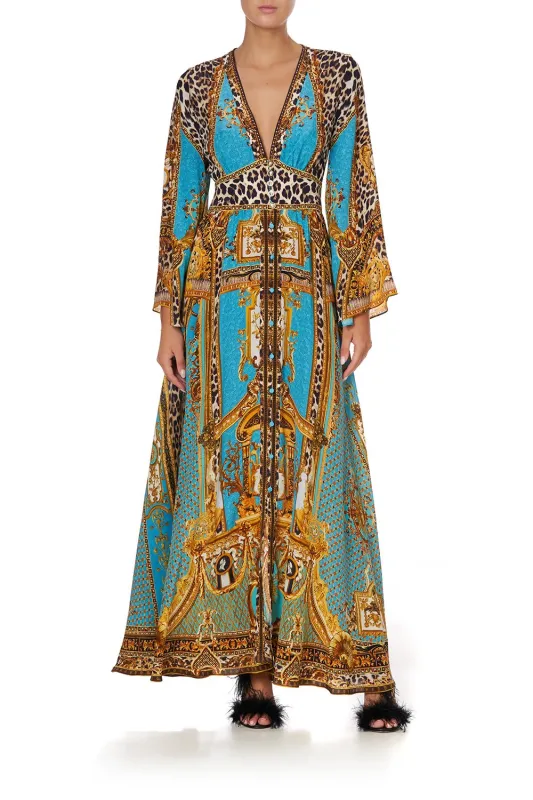 KIMONO SLEEVE DRESS WITH SHIRRING DETAIL DRIPPING IN DECADENCE sold by Camilla