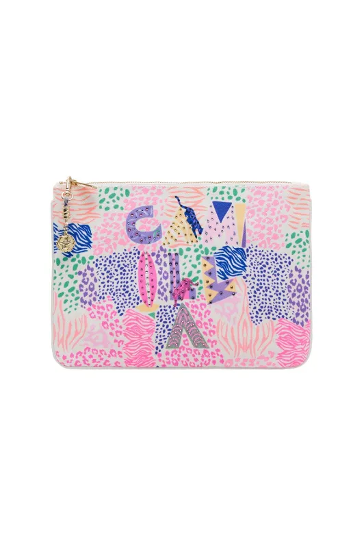 SMALL CANVAS CLUTCH BONZA BABE sold by Camilla