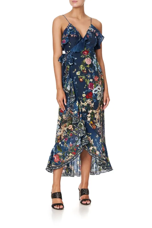 LONG WRAP DRESS WITH FRILL DREAMS OF MIDSUMMER sold by Camilla