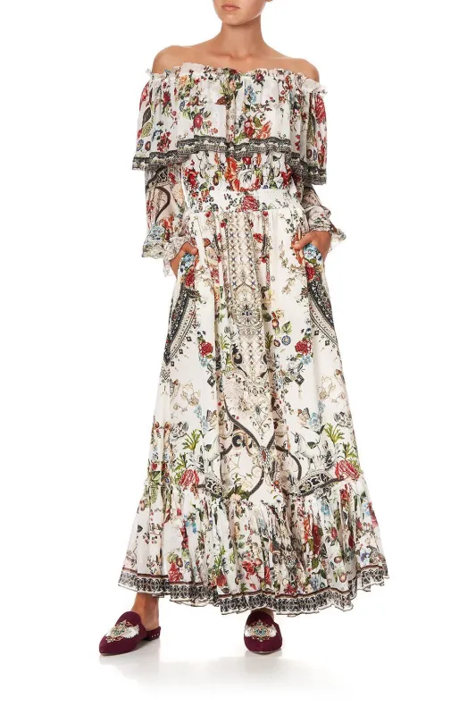 RUFFLE HEM LONG DRESS SHAKESPEARES GARDEN made by Camilla