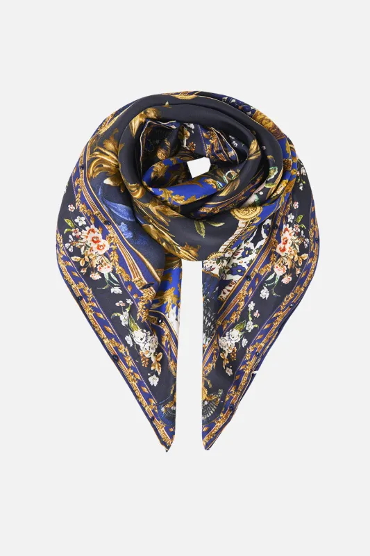 LARGE CRYSTALLED SILK SQUARE SCARF NOTES FROM THE BLUE ROOM made by Camilla