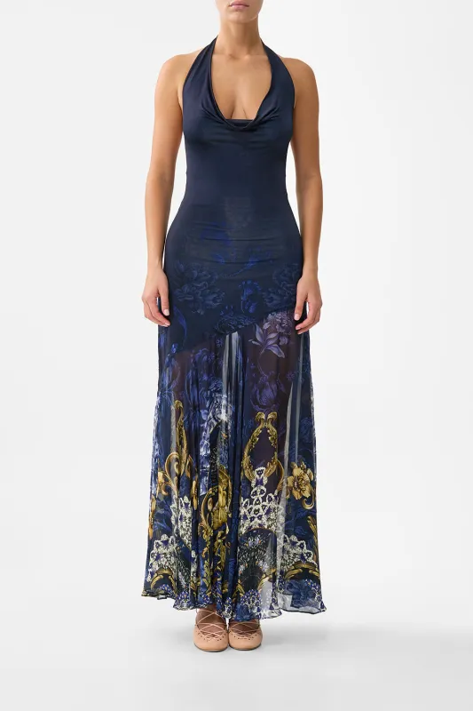 COWL NECK HALTER DRESS NOTES FROM THE BLUE ROOM made by Camilla