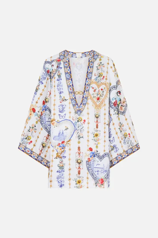 DEEP V NECK HARDWARE SHORT KAFTAN THE POTTERY PARLOUR made by Camilla