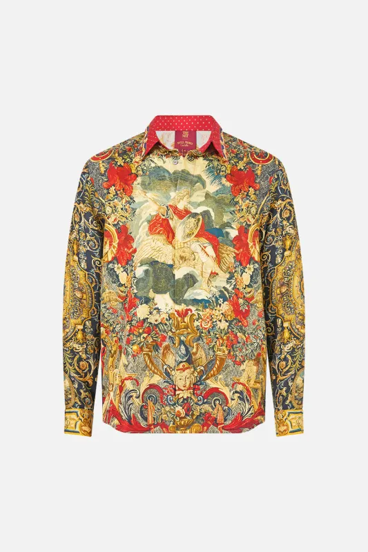 LONG SLEEVE HIDDEN PLACKET SHIRT MEET ME AT THE MET made by Camilla