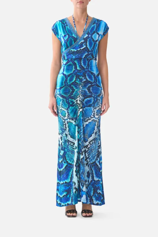 WRAP BODICE JERSEY DRESS THE SAPPHIRE SERPENT made by Camilla