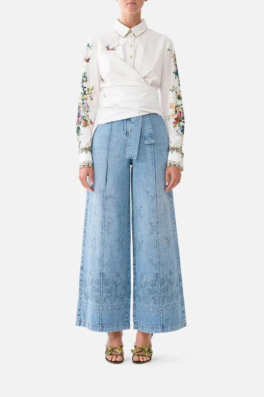 WIDE LEG BELTED JEAN DENIM made by Camilla