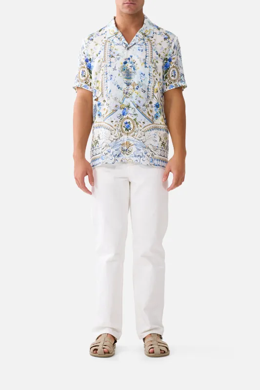 SHORT SLEEVE CAMP COLLARED SHIRT DANDELION SKIES made by Camilla