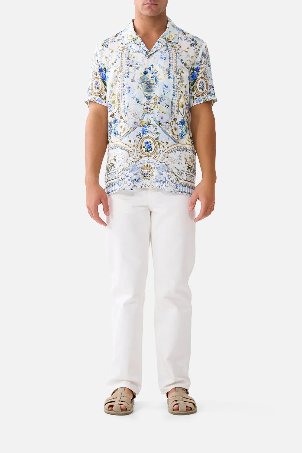 SHORT SLEEVE CAMP COLLARED SHIRT DANDELION SKIES sold by Camilla