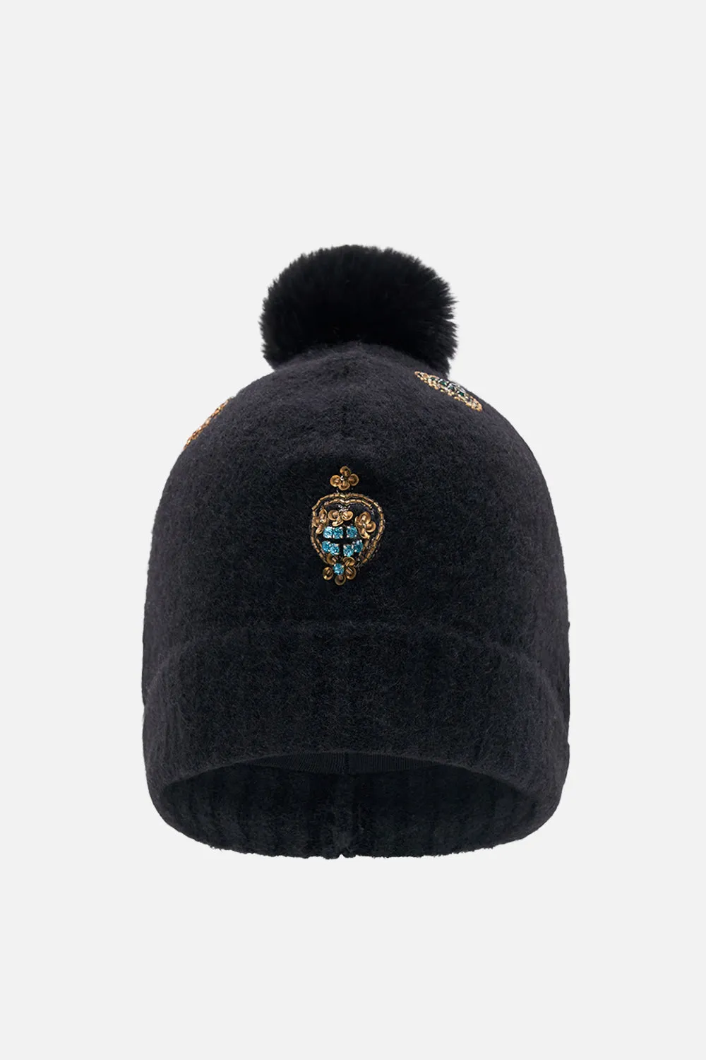 EMBELLISHED BEANIE SOLID BLACK sold by Camilla