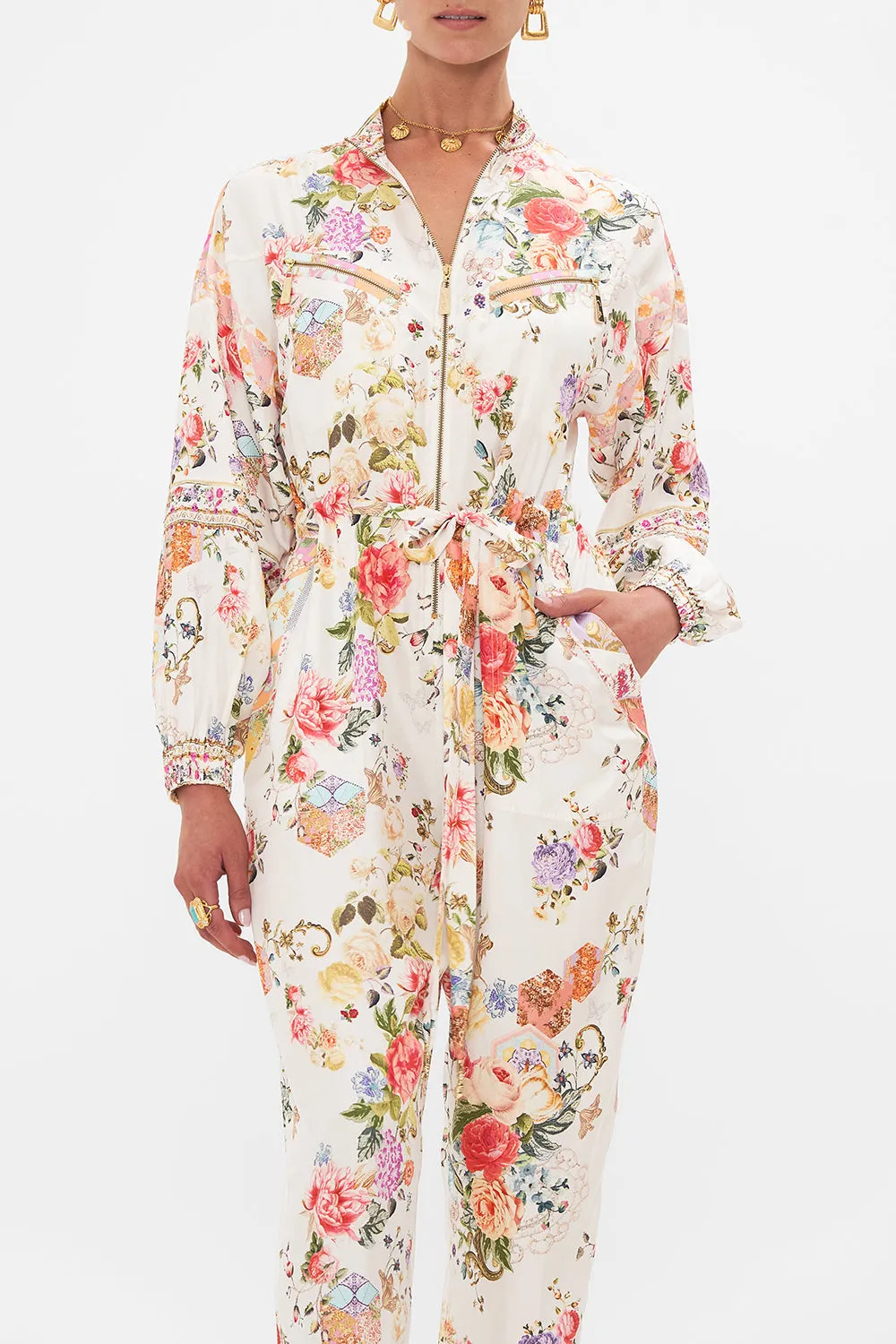 PANELLED DRAWSTRING ZIP JUMPSUIT SEW YESTERDAY sold by Camilla product image thumbnail 5