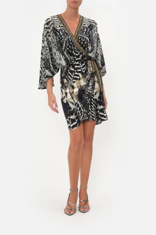 DRAPED FRONT WRAP DRESS NIGHT OWL sold by Camilla
