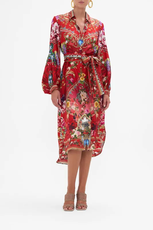 HIGH LOW MIDI SHIRT DRESS RITES OF ROSES sold by Camilla