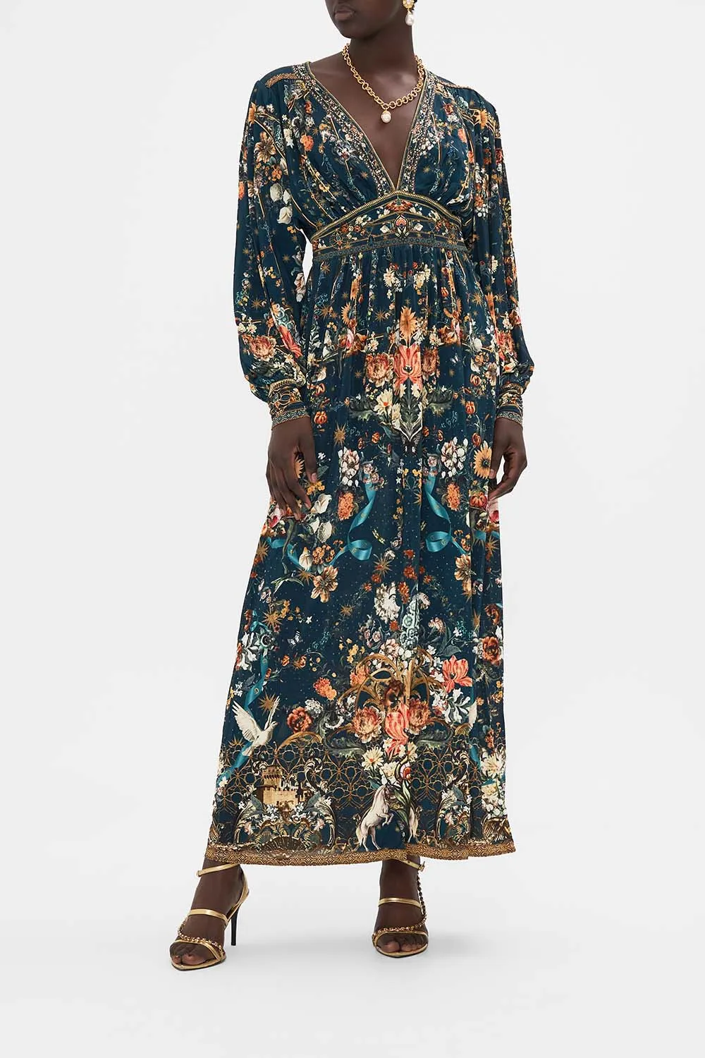 V NECK WAISTED JERSEY DRESS SHE WHO WEARS THE CROWN sold by Camilla