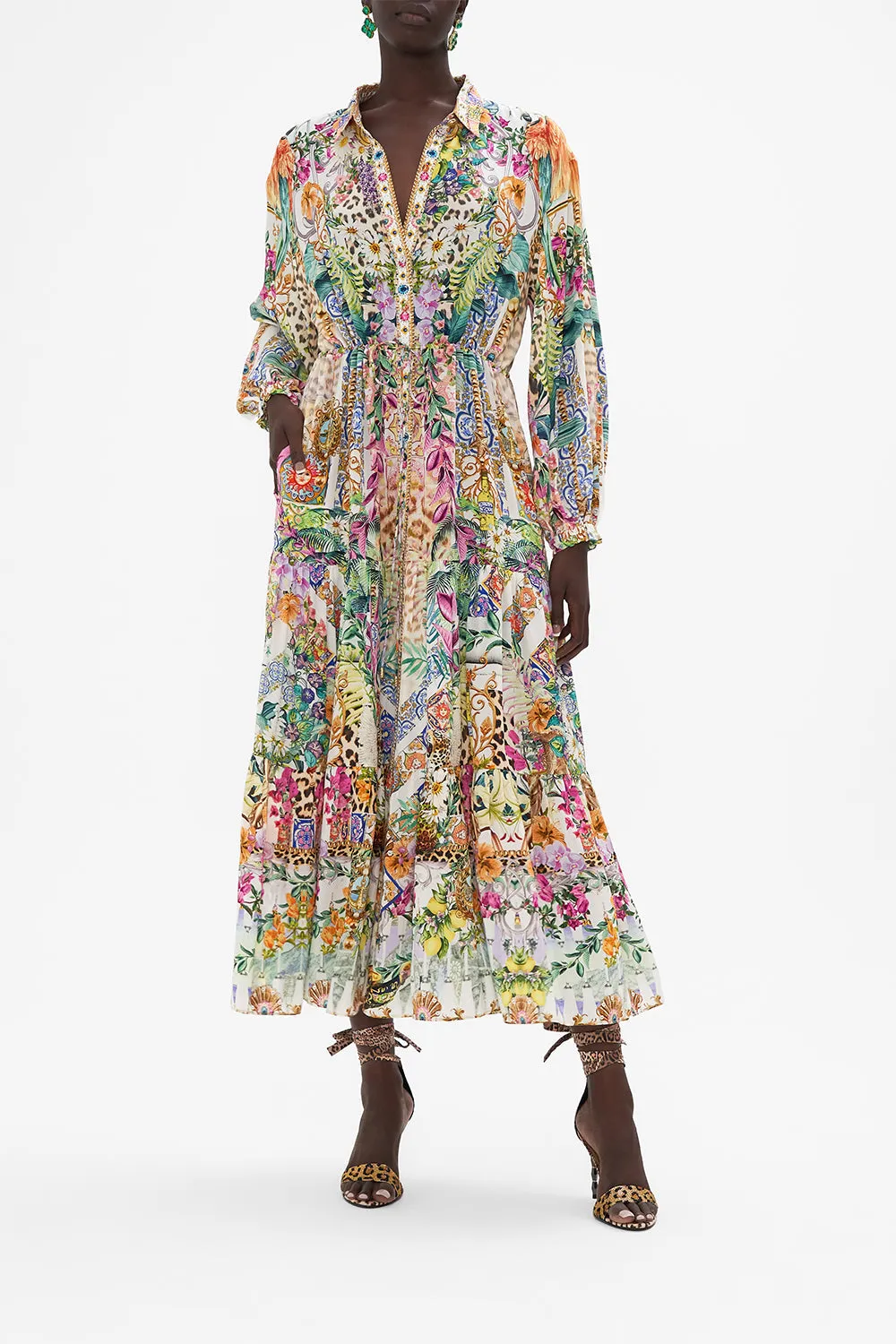 TIERED LONG SHIRT DRESS FLOWERS OF NEPTUNE sold by Camilla