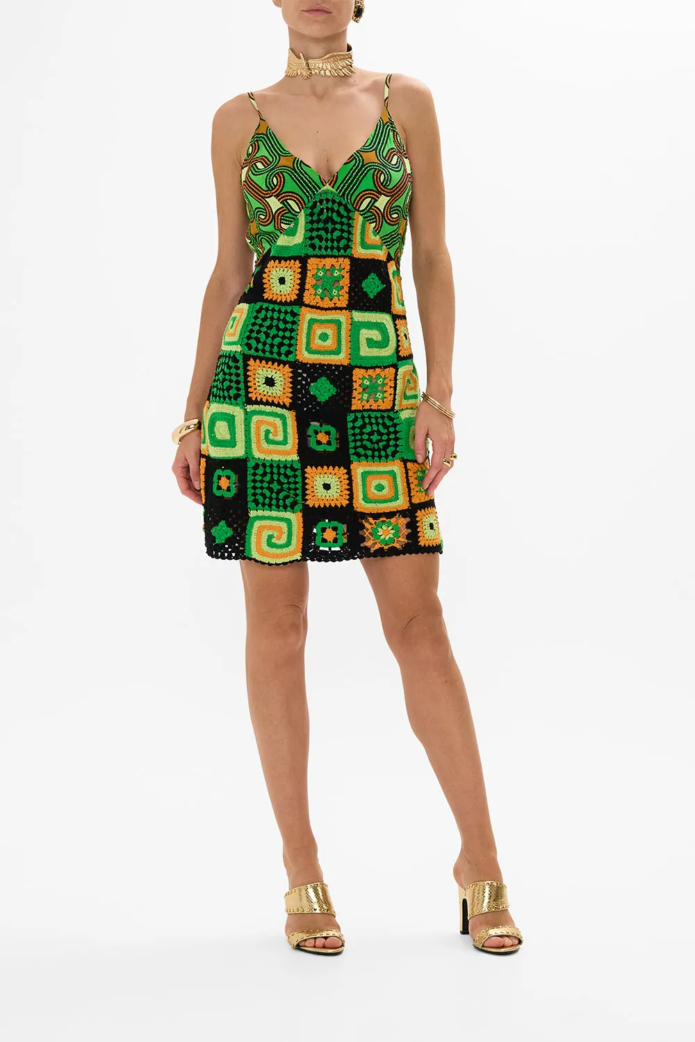 MINI CROCHET DRESS WITH SILK TOP GOOD VIBES GENERATION sold by Camilla