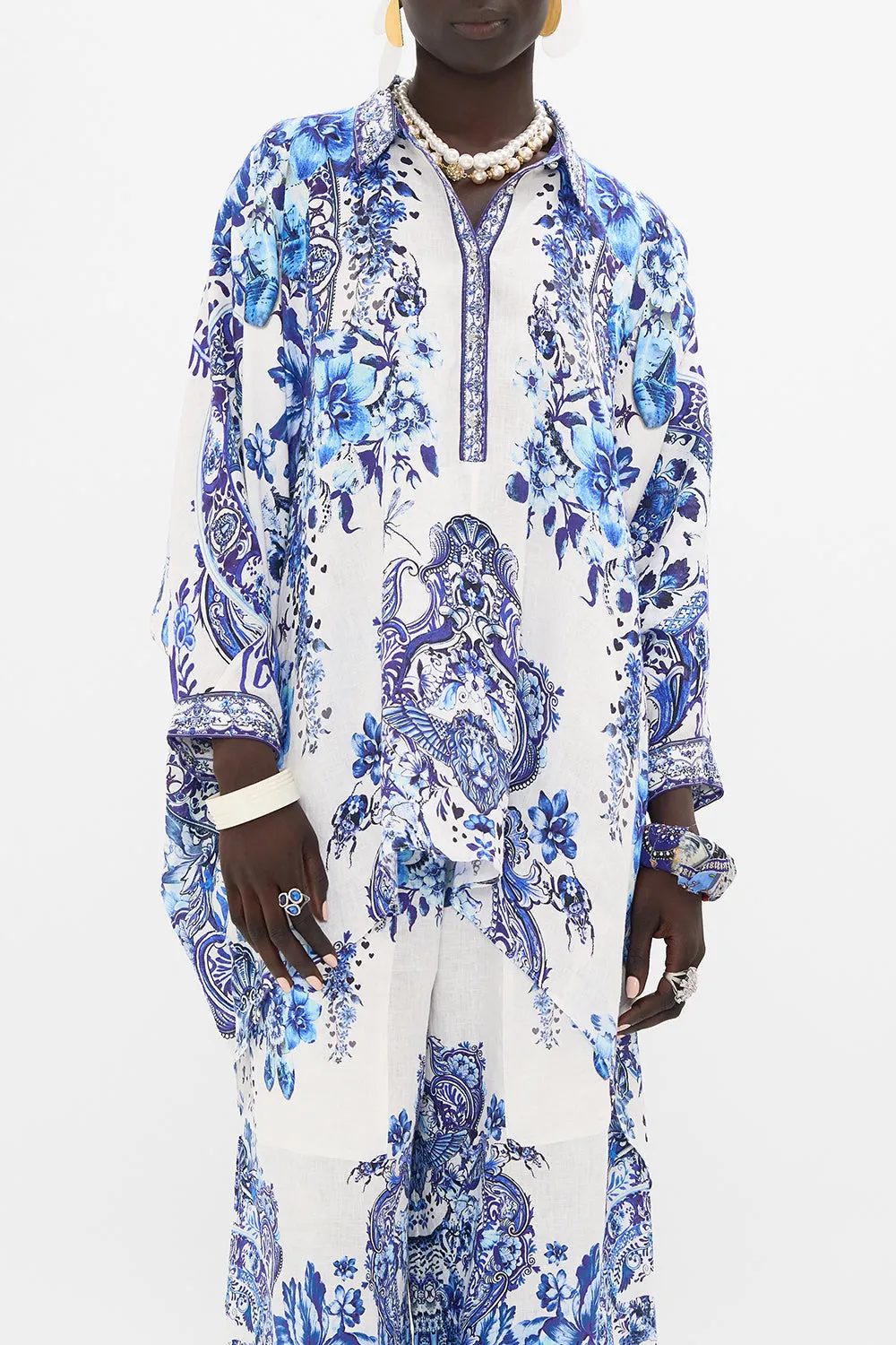 BUTTON UP TOP WITH DRAPED BACK GLAZE AND GRAZE sold by Camilla product image thumbnail 5