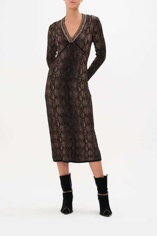 LONG KNIT DRESS WILD HORSES made by Camilla