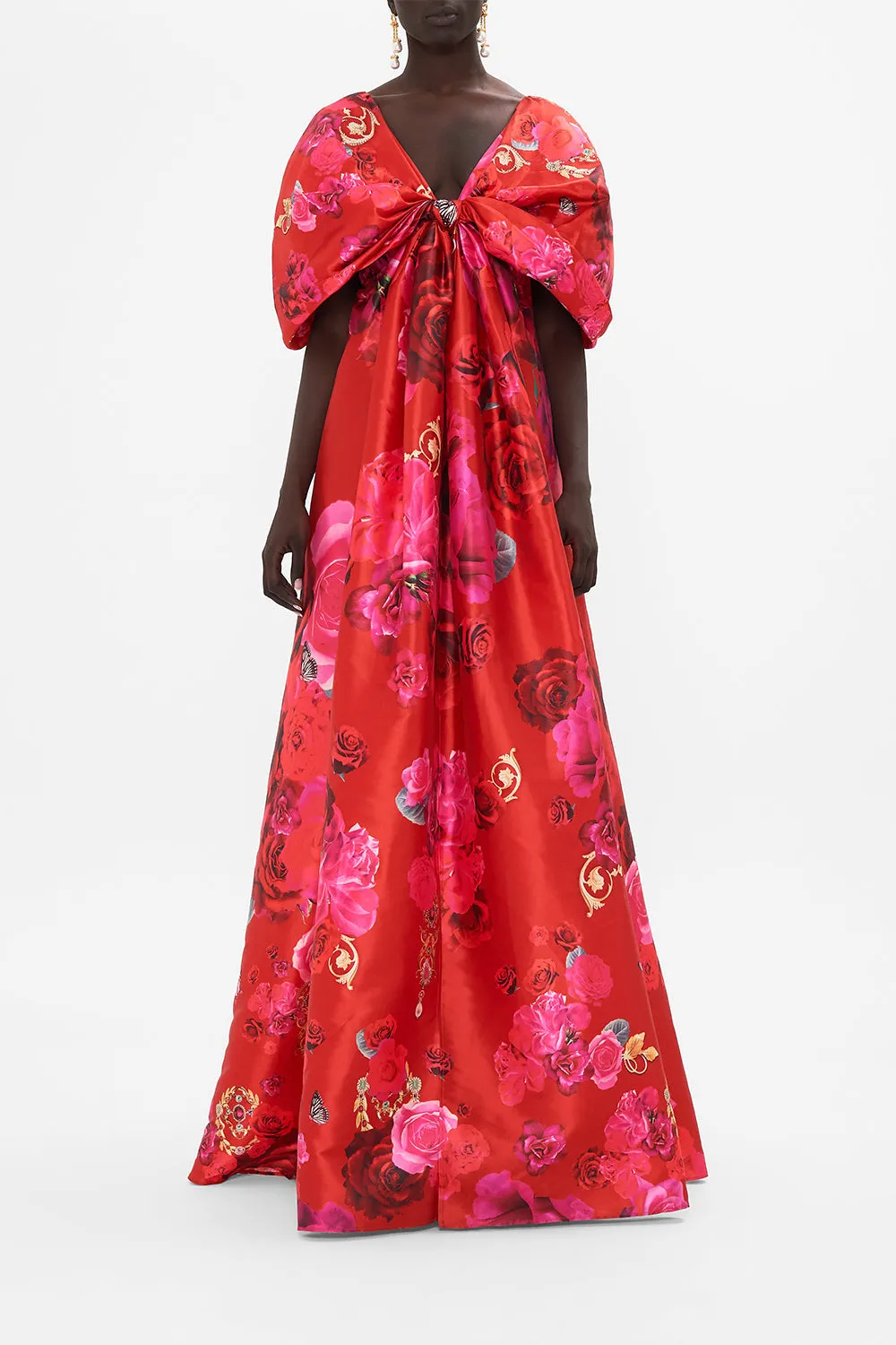 TAFFETA BOW MAXI DRESS ITALIAN ROSA sold by Camilla