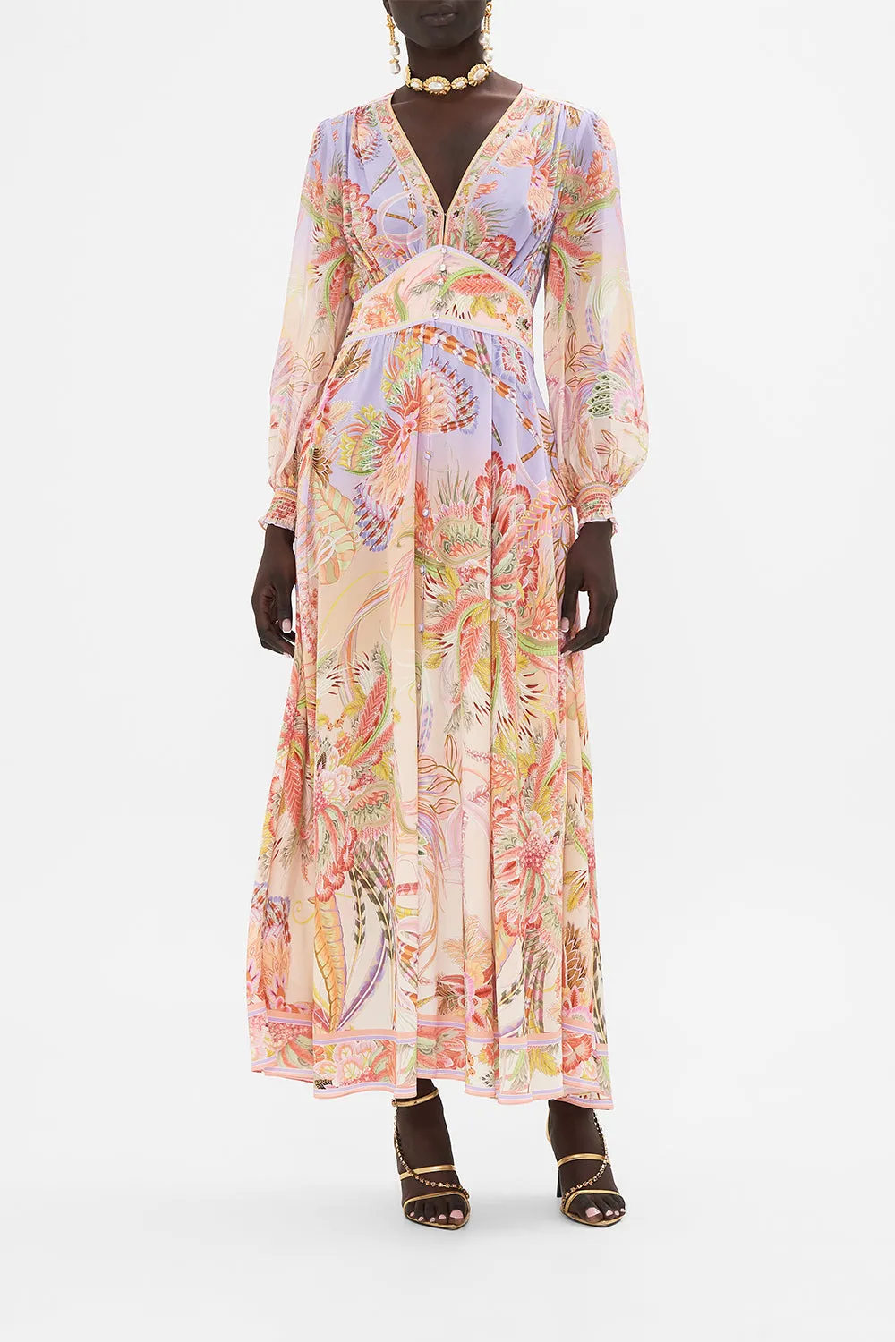 BUTTON DRESS WITH SHAPED WAISTBAND COSMIC TUSCAN sold by Camilla