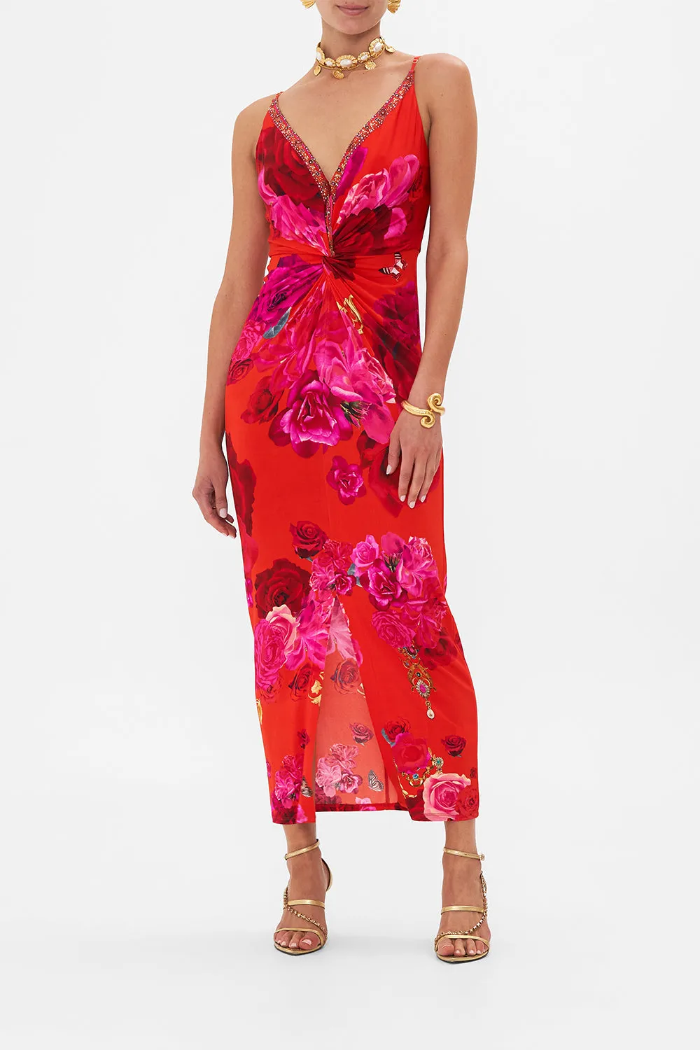 STRAPPY DRESS WITH TWIST FRONT ITALIAN ROSA sold by Camilla
