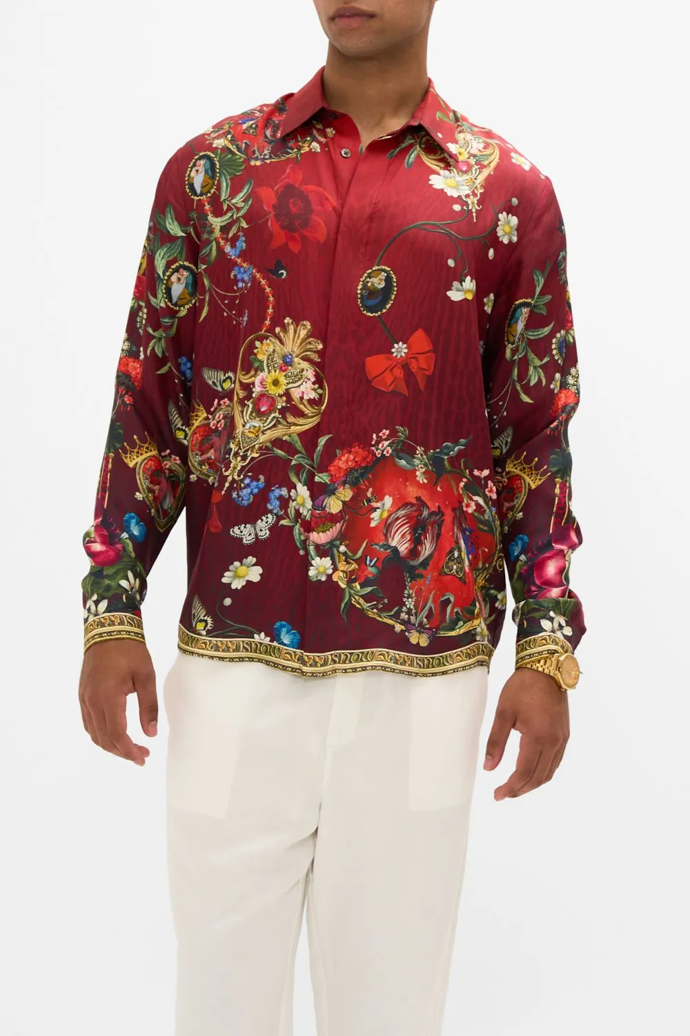 LONG SLEEVE HIDDEN PLACKET SHIRT JUST ONE BITE SNOW WHITE sold by Camilla product image thumbnail 5