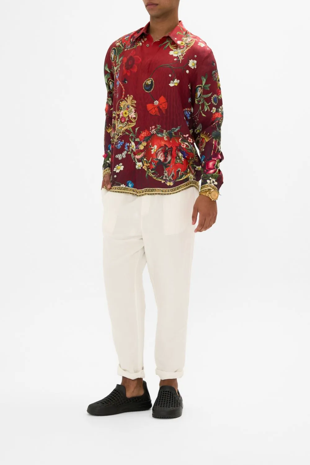 LONG SLEEVE HIDDEN PLACKET SHIRT JUST ONE BITE SNOW WHITE sold by Camilla product image thumbnail 4