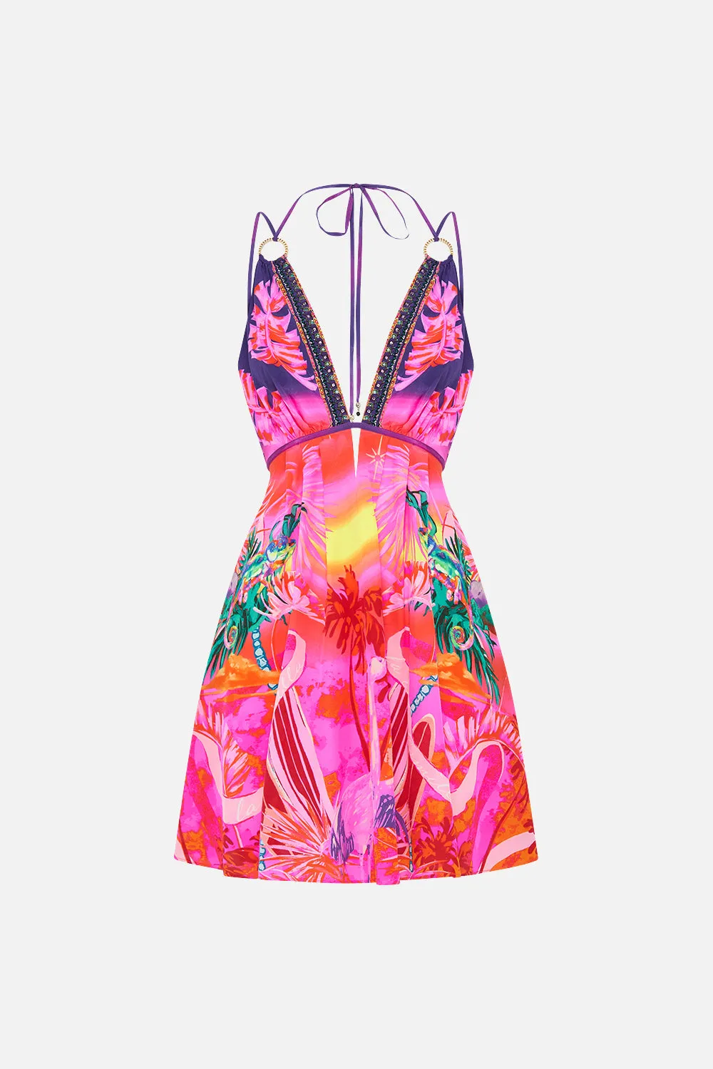 SHORT FLARED DRESS WITH HARDWARE FLIGHT OF THE FLAMINGO sold by Camilla product image thumbnail 3