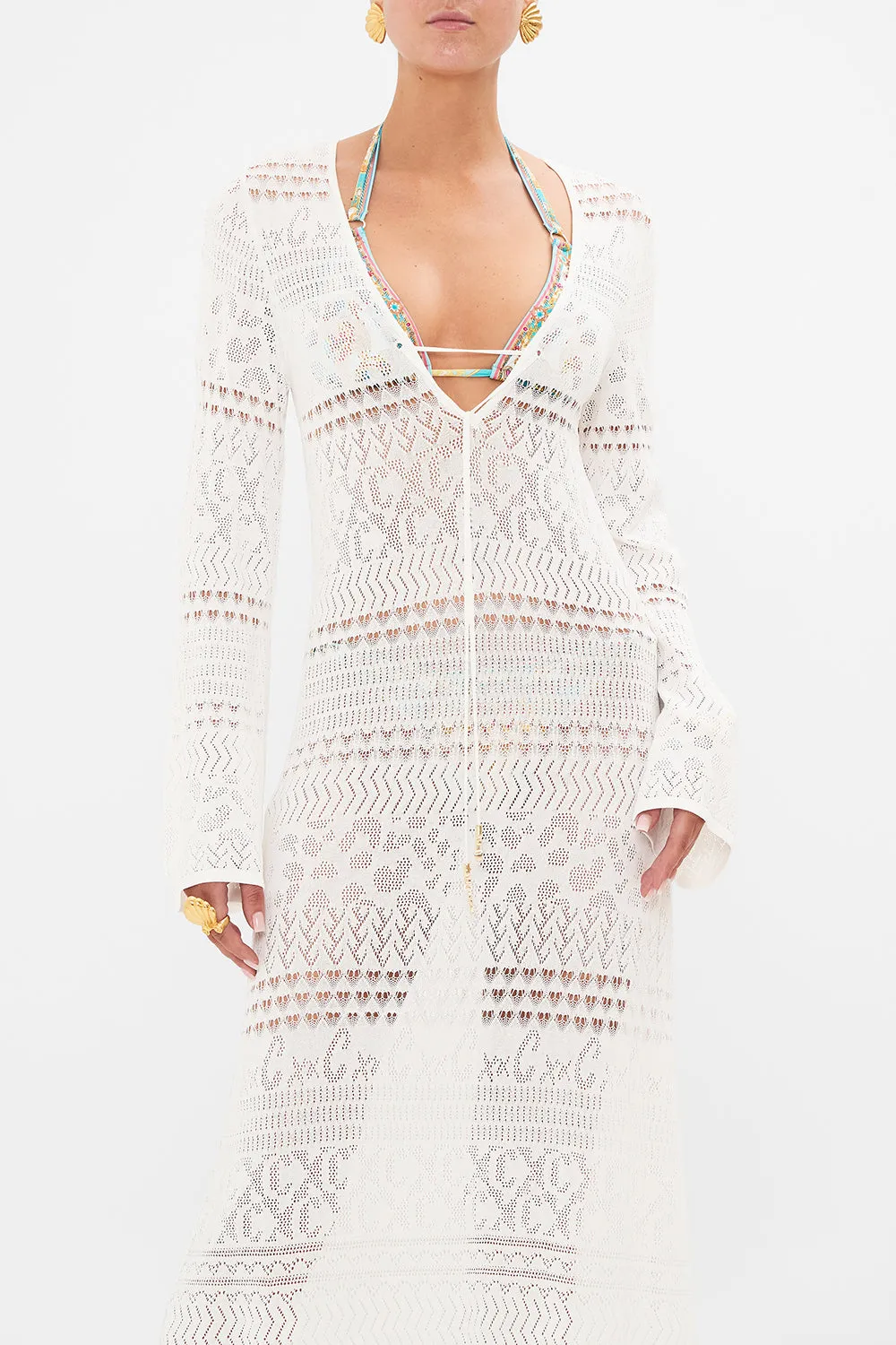 LACE FRONT POINTELLE KNIT DRESS SEA CHARM sold by Camilla product image thumbnail 5