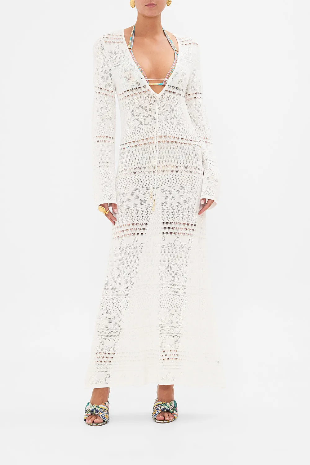 LACE FRONT POINTELLE KNIT DRESS SEA CHARM sold by Camilla