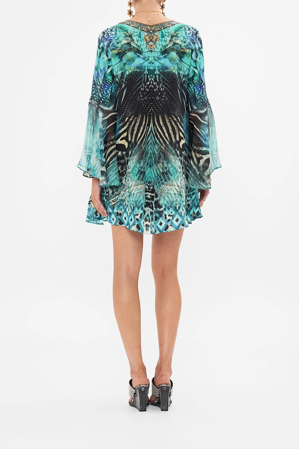 V-NECK FLARED SLEEVE MINI DRESS AZURE ALLURE sold by Camilla product image thumbnail 2