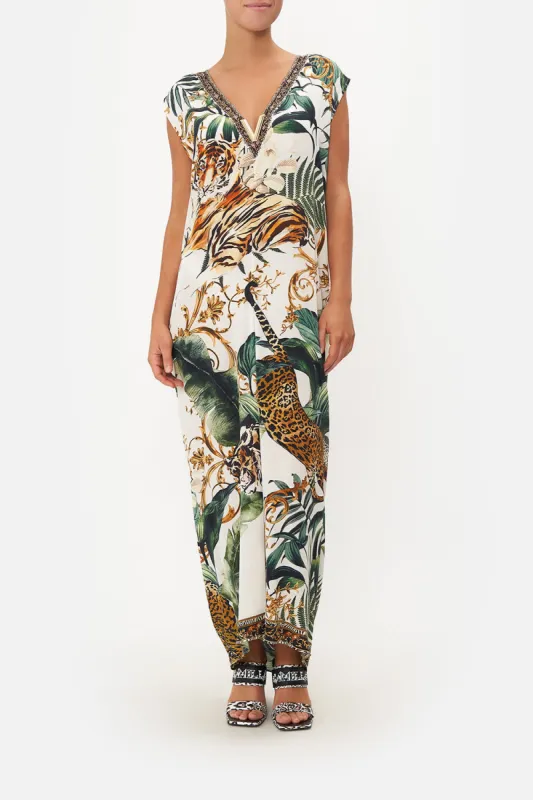 SLEEVELESS DRAPE BACK DRESS TIGER TRAP sold by Camilla