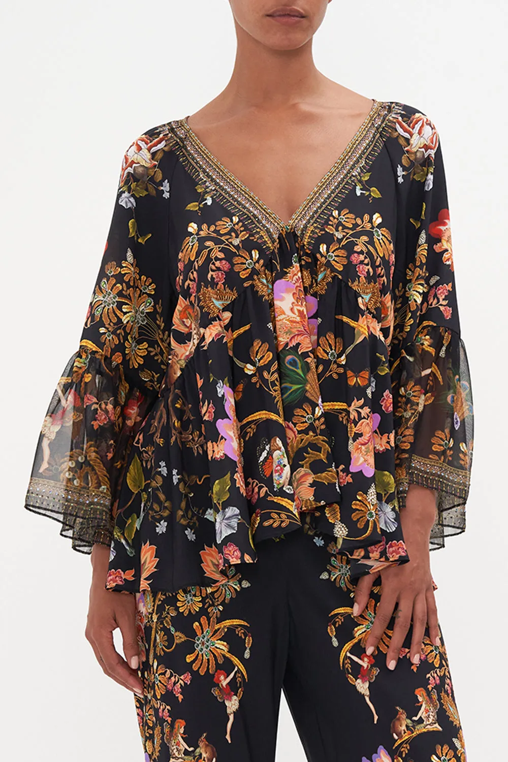 RAGLAN BLOUSE WITH SLEEVE RUFFLE TO CATCH A SPIDER sold by Camilla product image thumbnail 5