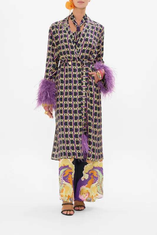 SPLIT CUFF SOFT COAT WITH FEATHERS FILM DIVA made by Camilla